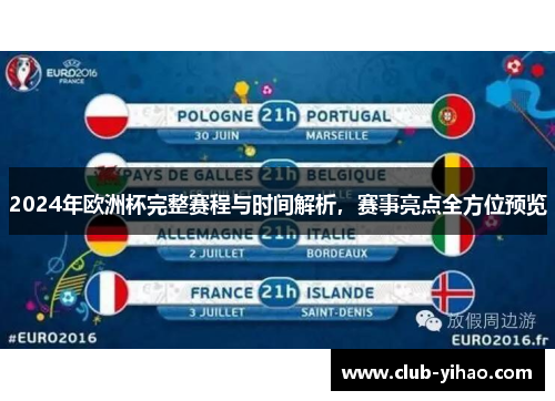2024年欧洲杯完整赛程与时间解析，赛事亮点全方位预览